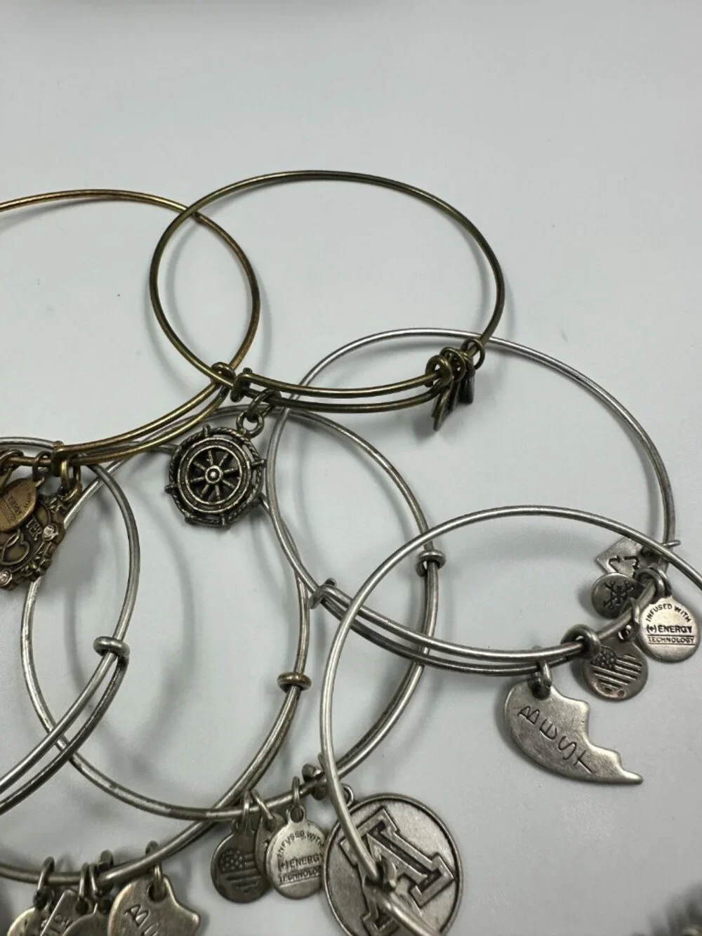 Alex and Ani Bracelet Lot Mixed Styles Expandable Charm Bangles Silver Tone